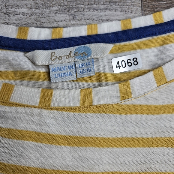 Boden Women's Size 10 Yellow Striped Tshirt Applique On Front - Picture 4 of 10